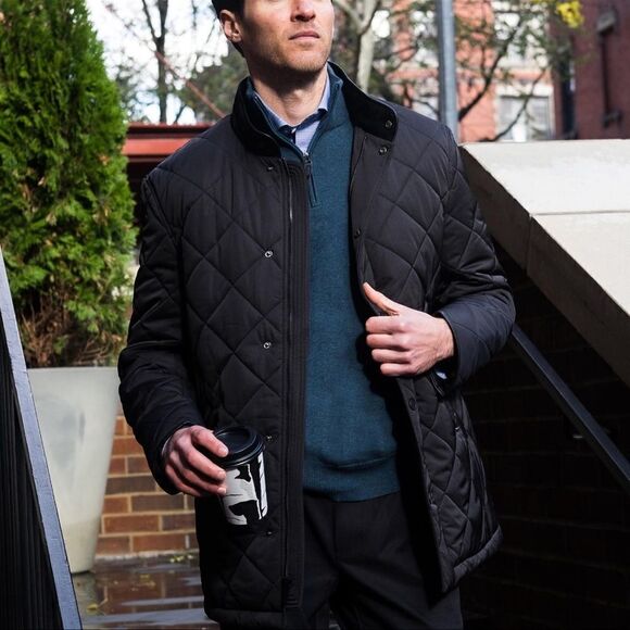 Jos. A Bank- Men’s Black Quilted Puffer Jacket Coat, Size XL - Picture 1 of 10